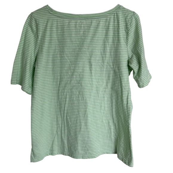 TALBOTS EMBROIDERED SLUB TEE - STRIPE LIGHT GREEN - XS - Picture 3 of 8